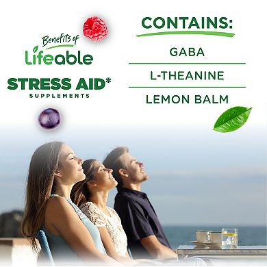 Lifeable Stress Aid - with Gaba, L-Theanine & Lemon Balm, 90 count