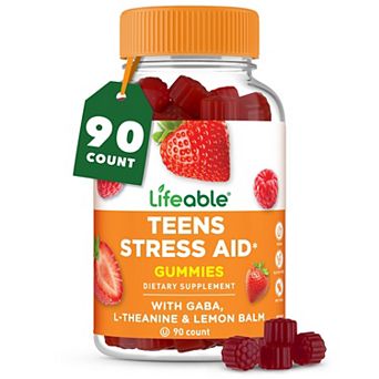 Lifeable Teens Stress Aid Gummies with Lemon Balm GABA And L Theanine, 90 count