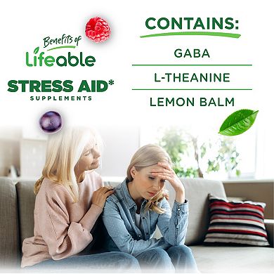 Lifeable Teens Stress Aid Gummies with Lemon Balm GABA And L Theanine, 90 count