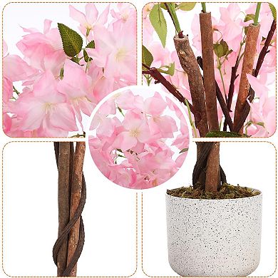 Artificial Cherry Blossom Tree, Realistic Faux Flower Tree for Home Decor
