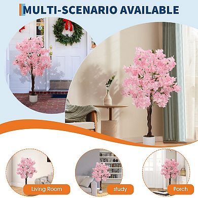 Artificial Cherry Blossom Tree, Realistic Faux Flower Tree for Home Decor