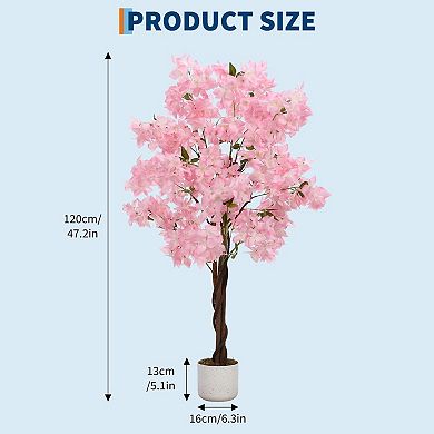 Artificial Cherry Blossom Tree, Realistic Faux Flower Tree for Home Decor
