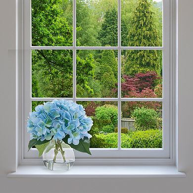 2-Pack Real Touch Artificial Hydrangea Flowers in Vase with Wood Bead String, Faux Hydrangea Bouque