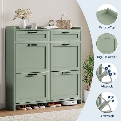 Shoe Cabinet with 4 Flip Drawers, Shoe Organizer with Adjustable Shelf, for Entryway, Living Room