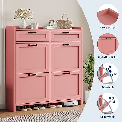 Shoe Cabinet with 4 Flip Drawers, Shoe Organizer with Adjustable Shelf, for Entryway, Living Room