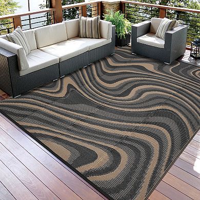 Plastic Straw Rugs, Camping Rugs for Outside Your RV, Reversible Rug with Rubber Particles Backing