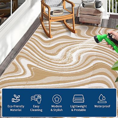 Plastic Straw Rugs, Camping Rugs for Outside Your RV, Reversible Rug with Rubber Particles Backing