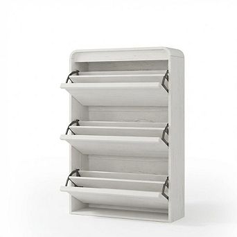 Wooden Shoe Cabinet with 3 Flip Drawers and Adjustable Shelf, Hidden Shoe Storage for Entryway