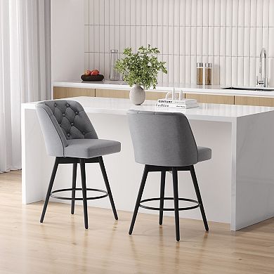 360°Swivel Bar Stools, Performance Upholstered Counter Bar Stool, for Kitchen Island, Set of 2