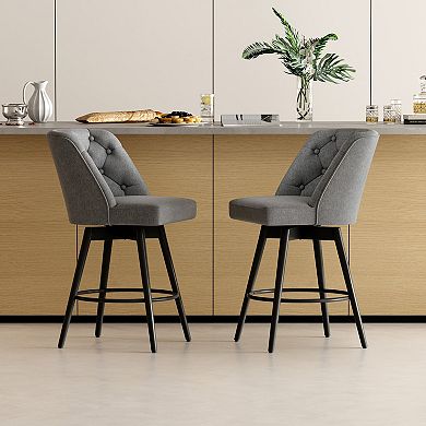 360°Swivel Bar Stools, Performance Upholstered Counter Bar Stool, for Kitchen Island, Set of 2