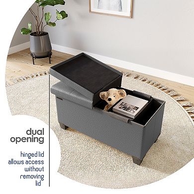 Storage Ottoman Bench with Storage Bins