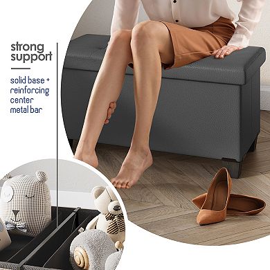 Storage Ottoman Bench with Storage Bins