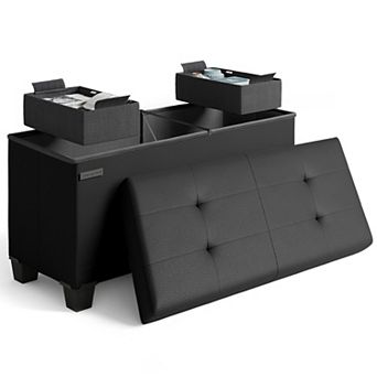 Storage Ottoman Bench with Storage Bins