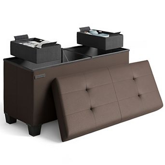 Storage Ottoman Bench with Storage Bins
