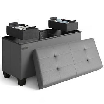 Storage Ottoman Bench with Storage Bins