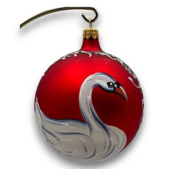 Discover Europe - Made in Italy Swan Decorated Glass Christmas Ornament