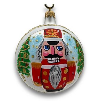 Discover Europe Nutcracker Design 100% Decorated Glass Christmas Ornament