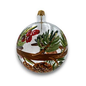 Discover Europe - Made in Italy Red Berries Decorated Glass Christmas Ornament