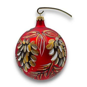 Discover Europe - Made in Italy Pinecones Decorated Glass Christmas Ornament