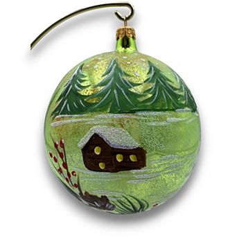 Discover Europe - Made in Italy Winter Cottage Decorated Glass Christmas Ornament
