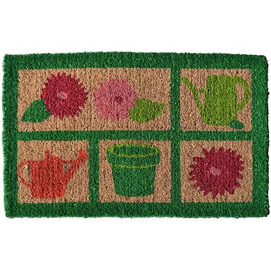 HomeRoots 18" X 30" Brown Coir Garden Tools Outdoor Spring Door Mat