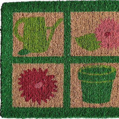 HomeRoots 18" X 30" Brown Coir Garden Tools Outdoor Spring Door Mat