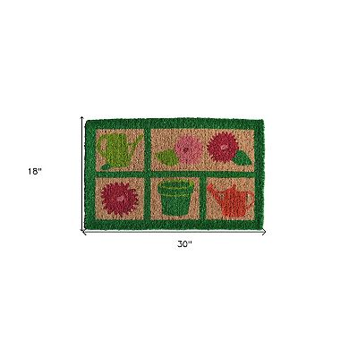 HomeRoots 18" X 30" Brown Coir Garden Tools Outdoor Spring Door Mat