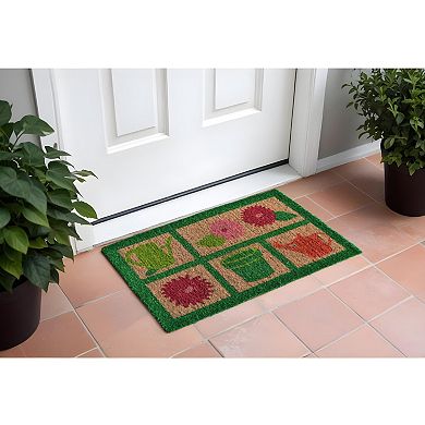 HomeRoots 18" X 30" Brown Coir Garden Tools Outdoor Spring Door Mat