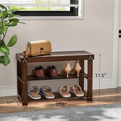 Shoe Rack 3 Tier Storage Shoe Bench Entryway