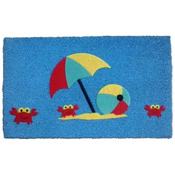 HomeRoots 18" X 30" Blue Coir Tropical Outdoor Door Mat