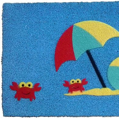 HomeRoots 18" X 30" Blue Coir Tropical Outdoor Door Mat