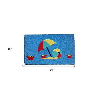 HomeRoots 18" X 30" Blue Coir Tropical Outdoor Door Mat