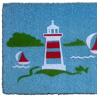 HomeRoots 18" X 30" Blue Coir Tropical Outdoor Door Mat