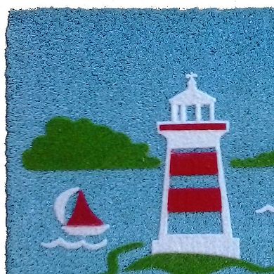 HomeRoots 18" X 30" Blue Coir Tropical Outdoor Door Mat