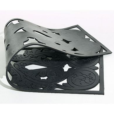 HomeRoots 10" X 30" Black Rubber Outdoor Door Mat