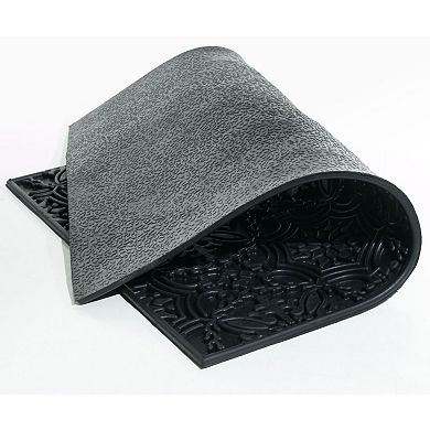 HomeRoots 16" X 24" Black Rubber Outdoor Door Mat