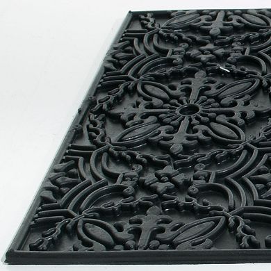 HomeRoots 16" X 24" Black Rubber Outdoor Door Mat