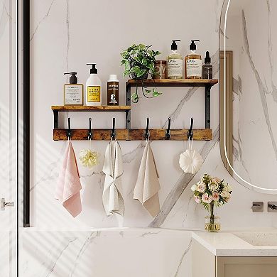 Wall Coat Rack With Shelf and Hooks for Entryway Bedroom 28.7"