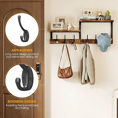 Wall Coat Rack With Shelf and Hooks for Entryway Bedroom 28.7"
