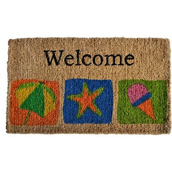HomeRoots 18" X 30" Brown Coir Star Welcome Outdoor Summer Door Mat
