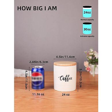 Porcelain Coffee Storage Containers with Lid Space-Saving 4.5"