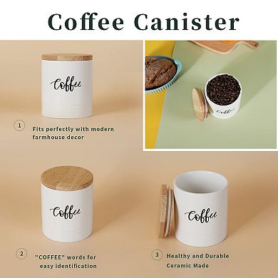 Porcelain Coffee Storage Containers with Lid Space-Saving 4.5"