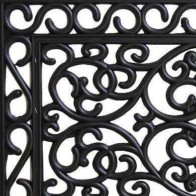 HomeRoots 18" X 30" Black Rubber Scrollwork Outdoor Door Mat