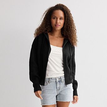 Juniors' SO® Zip-Up Sweater Hoodie