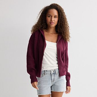 Juniors' SO® Zip-Up Sweater Hoodie
