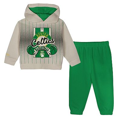 Toddler Mitchell & Ness Cream/Kelly Green Boston Celtics Retro Roots Oversized Pullover Hoodie & Pants Set