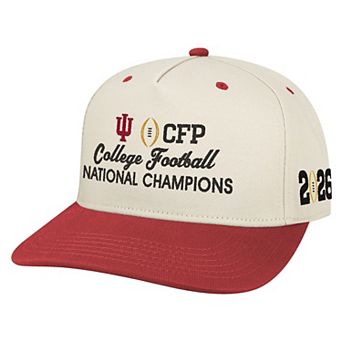 Men's Stone/Crimson Indiana Hoosiers College Football Playoff 2025 National Champions Stack Logo Adjustable Hat