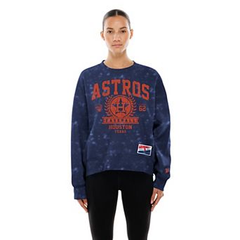 Women's New Era Navy Houston Astros Throwback Oversized Boxy Sweatshirt