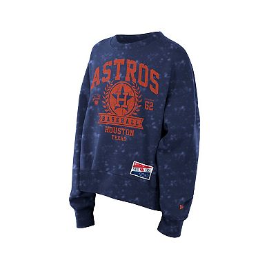 Women's New Era Navy Houston Astros Throwback Oversized Boxy Sweatshirt