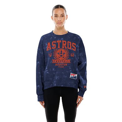 Women's New Era Navy Houston Astros Throwback Oversized Boxy Sweatshirt